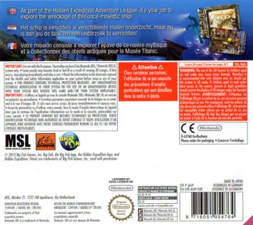 Hidden Expedition - Titanic (Europe) (En,Fr,De,Nl) box cover back